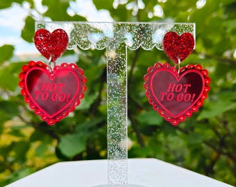 HOT TO GO earrings | Chappell Roan Merch  | laser cut heart acrylic earrings