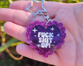 Fuck Shit Up keyring bag charm | Taylor Merch  | laser cut heart acrylic