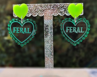Feral earrings | laser cut heart acrylic earrings