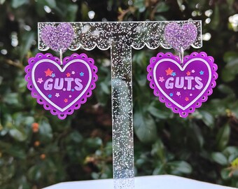 GUTS earrings | Olivia Rodrigo Merch  | laser cut heart acrylic earrings