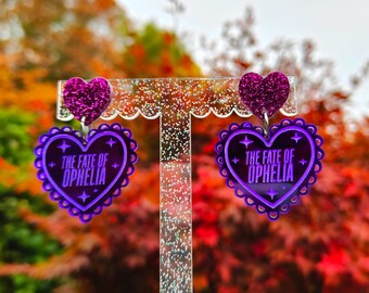 The Fate of Ophelia earrings | laser cut heart acrylic earrings