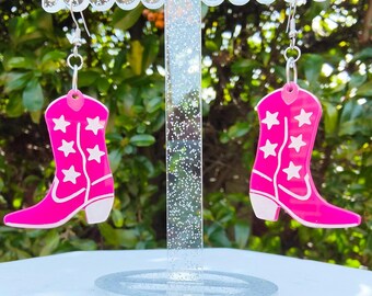 Cowboy Like Me boot earrings | laser cut western acrylic