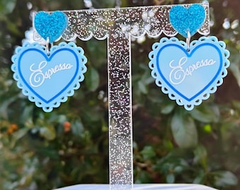 Espresso earrings | Sabrina Carpenter Merch  | laser cut heart acrylic earrings