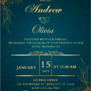 Wedding Invitation Printable, Custom Invitation, Digital Download, Wedding Stationery, Invitation Template, DIY Wedding