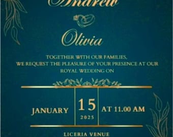 Vintage Floral Wedding Invitation Template, Art Nouveau (Digital Download)