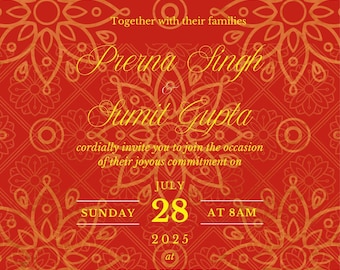 Retro Art Deco Wedding Invitation Template, Customizable Invite Suite