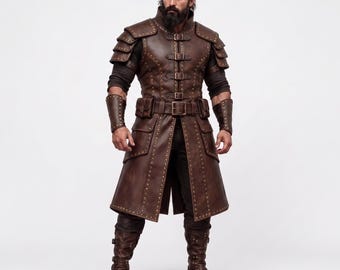 Men's Viking Leather Armor Cosplay Costume - Cowhide Warrior Medieval Armor Suit - Nordic Ranger LARP