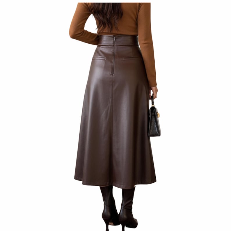 Genuine Brown Leather Skirt Maxi for Women | High Waist Sheepskin Long A Line Leather Skirt | Womens Clothing | Personalized Gift for Her