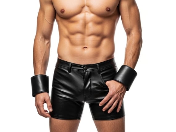 Men's Lambskin Leather Shorts - Handmade Summer Fashion - Steampunk Festival Fashion