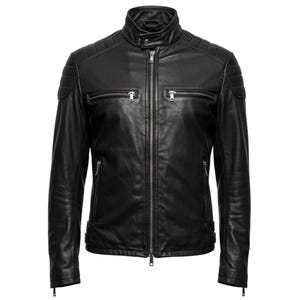 100% Real Sheepskin Black Leather Jacket Men - Handmade Genuine Leather Jacket - Black Leather Biker Jacket - Personalized Leather Jacket