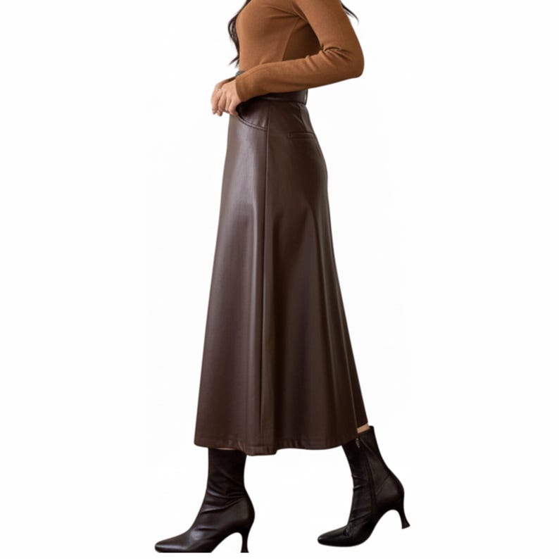 Genuine Brown Leather Skirt Maxi for Women | High Waist Sheepskin Long A Line Leather Skirt | Womens Clothing | Personalized Gift for Her