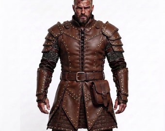 Viking Leather Armor Men Cowhide Norse Warrior Medieval Costume Nordic Halloween LARP Cosplay Renaissance