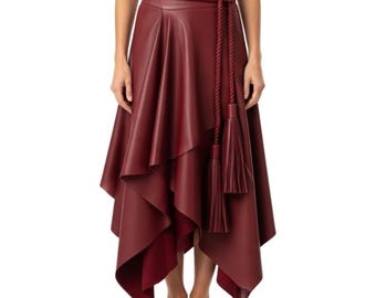 Echt kastanjebruine leren maxi-rok voor dames | Lange leren rok | Op maat gemaakte handgemaakte leren kleding voor dames | Gepersonaliseerd cadeau voor haar