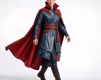Women's Superhero Inspired Leather Robe Costume, Sorceress Witch, Renaissance Red Cape, Cosplay Halloween Gift