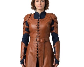 Handmade Brown Leather Armor Vest for Women | Medieval Warrior Vest | Gothic Steampunk Renaissance Cosplay Costume | Personalized Gift for
