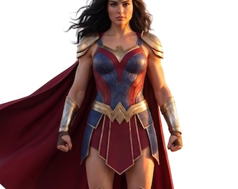 Handmade Wonder Woman Leather Costume with Cape Superhero Halloween Cosplay Gold Gift for Her