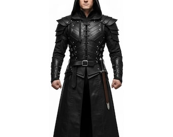 Handmade Leather Assassin Armor Cloak: Medieval Warrior Cosplay Outfit