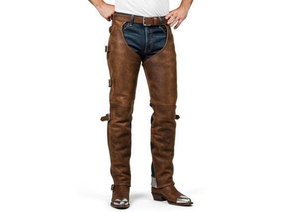 Handmade Brown Leather Biker Chaps for Men | Custom Fit Motorcycle Riding Gear Pant | Leather Chaps for Men | Personalized Gift for Him