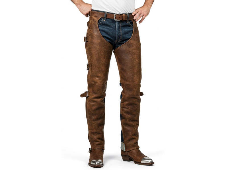 leather chaps men, genuine leather biker chaps, brown leather chaps, custom leather motorcycle gear, real leather chaps for men, handmade leather chaps, men’s leather riding gear, cowboy chaps for men, vintage leather chaps, motorcycle accessories men, best dad gift, best gifts for her, leather gifts