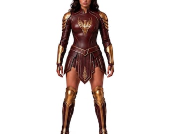 Women's Leather Warrior Armor Costume, Medieval Gothic Sheepskin Cosplay Outfit, Fantasy Battle Suit