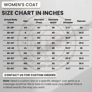 Womens Size Chart for Coat