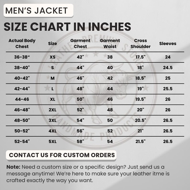 Men's Jacket Size Chart