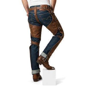leather chaps men, genuine leather biker chaps, brown leather chaps, custom leather motorcycle gear, real leather chaps for men, handmade leather chaps, men’s leather riding gear, cowboy chaps for men, vintage leather chaps, motorcycle accessories men, best dad gift, best gifts for her, leather gifts