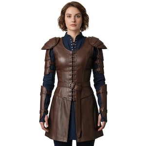 Women’s Leather Armor Vest | Medieval Renaissance Warrior Costume | LARP and Cosplay Reenactment Outfit | Fantasy Gift for Her - Genuine