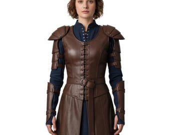 Women's Leather Armor Vest: Medieval Renaissance LARP Cosplay Costume
