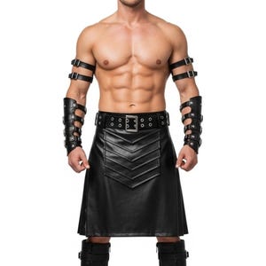 Handmade Genuine Black Leather Kilt - Gladiator Leather Cosplay Costume Kilt Personalized Kilt for Mens Leather Kilt & Armor | Gift for Him