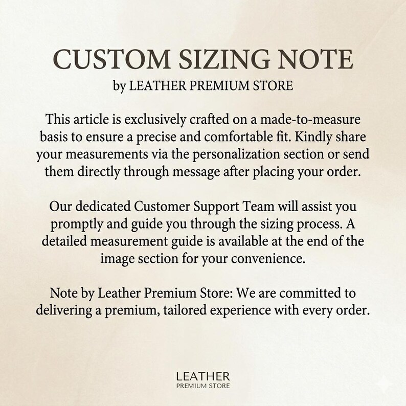 Custom Sizing Note