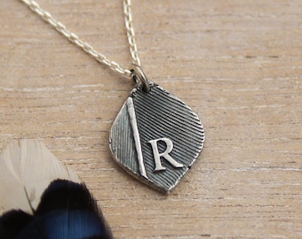 Feather necklace, Personalized charm