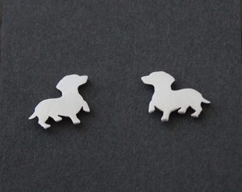 Sterling Silver Dachshund Stud Earrings: Dog Lover Gift