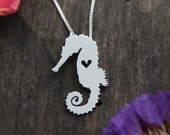 Tiny Sterling Silver Sea Horse Necklace: Handmade Animal Jewelry