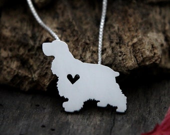 Tiny Cocker Spaniel necklace, sterling silver hand-cut dog lover jewelry