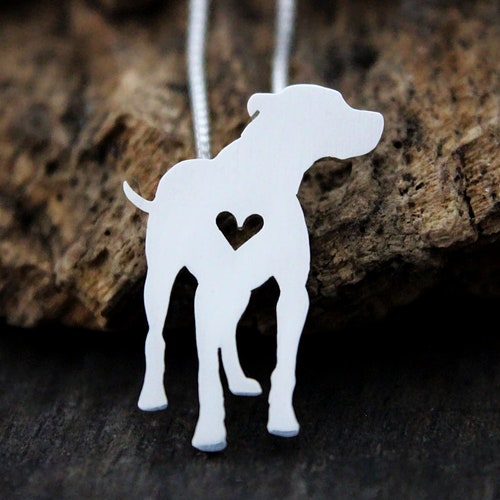 Sterling Silver Pitbull Pendant Necklace