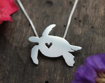 Sterling Silver Sea Turtle Necklace: Handmade Animal Jewelry