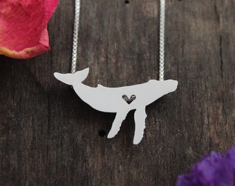 Tiny Whale necklace, sterling silver whale pendant, hand made animal and nature jewelry