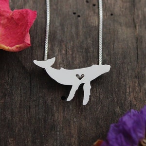 Tiny Whale necklace, sterling silver whale pendant, hand made animal and nature jewelry