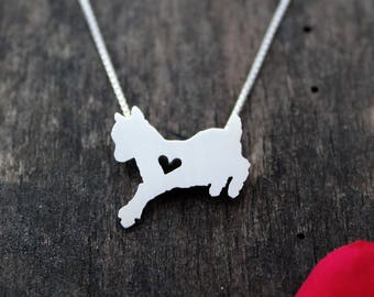 Tiny Baby Goat necklace, sterling silver hand cut pendant and heart
