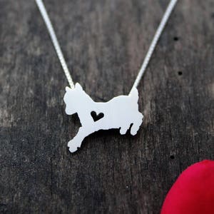 Tiny Baby Goat necklace, sterling silver hand cut pendant and heart