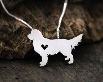 Tiny Golden Retriever necklace, sterling silver hand-cut dog lover jewelry