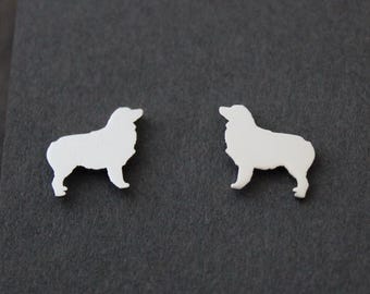 Sterling Silver Australian Shepherd Stud Earrings: Dog Lover Gift