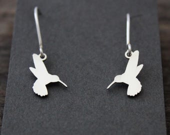 Sterling Silver Hummingbird Dangle Earrings: Handcrafted Bird Lover Gift