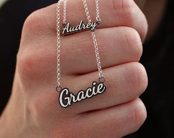 Personalized Sterling Silver Names Necklace, Keepsake name Jewelry