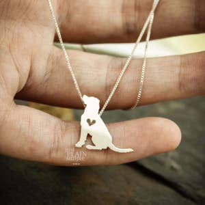 Tiny Labrador retriever, sterling silver handmade necklace and heart image 5