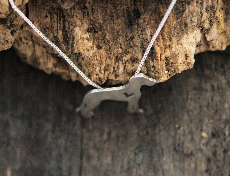 Tiny Great Dane necklace, sterling silver hand cut dog pendant and heart, image 2