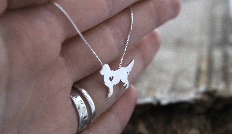 Tiny Golden Retriever necklace, sterling silver hand-cut dog lover jewelry image 4