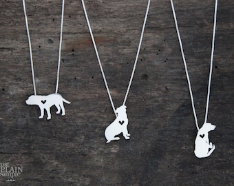 Custom Pet Portrait Necklace: Sterling Silver Dog Memorial Pendant