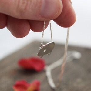 Tiny Kunekune Pig necklace, sterling silver hand cut pendant and heart image 5